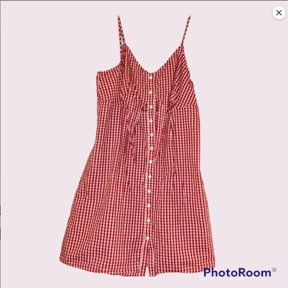 Red Pink blush size XL red checkered mini dress open chest cowboy cute